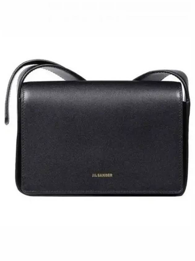 Embossed Logo Sling Small Calfskin Leather Shoulder Bag Black - JIL SANDER - BALAAN 2