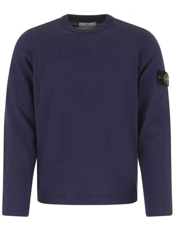 Logo Patch Crewneck Knit Top Royal Blue - STONE ISLAND - BALAAN 1