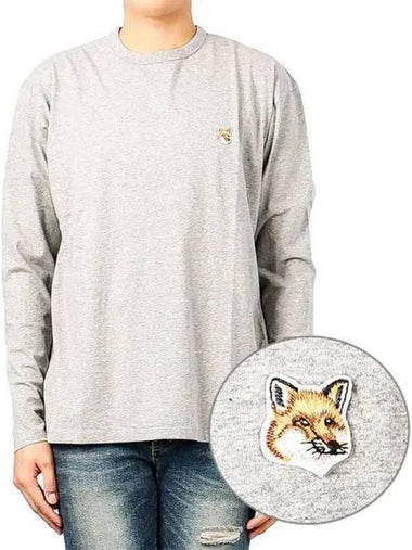 Unisex Foxhead Long Sleeve T Shirt FU00163KJ0010 GRAY MELANGE 271455 - MAISON KITSUNE - BALAAN 1