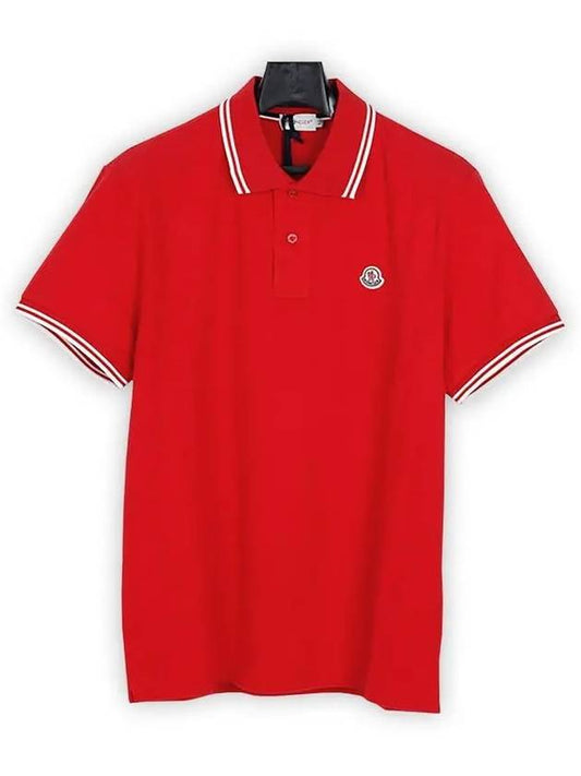 Men s Two Line Logo PK Short Sleeve Red 8304300 84093 413 - MONCLER - BALAAN 2