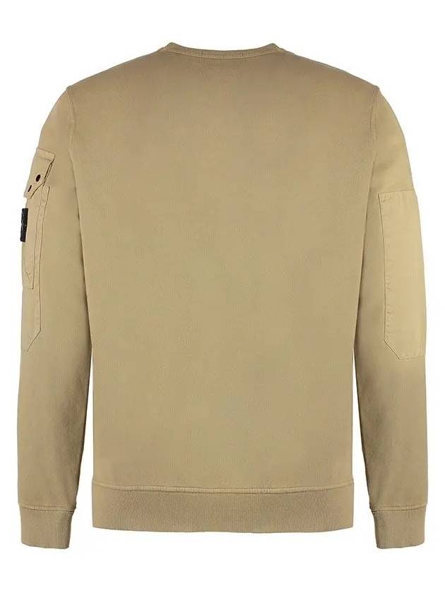 Brushed Organic Cotton Fleece Sweatshirt Beige - STONE ISLAND - BALAAN 3