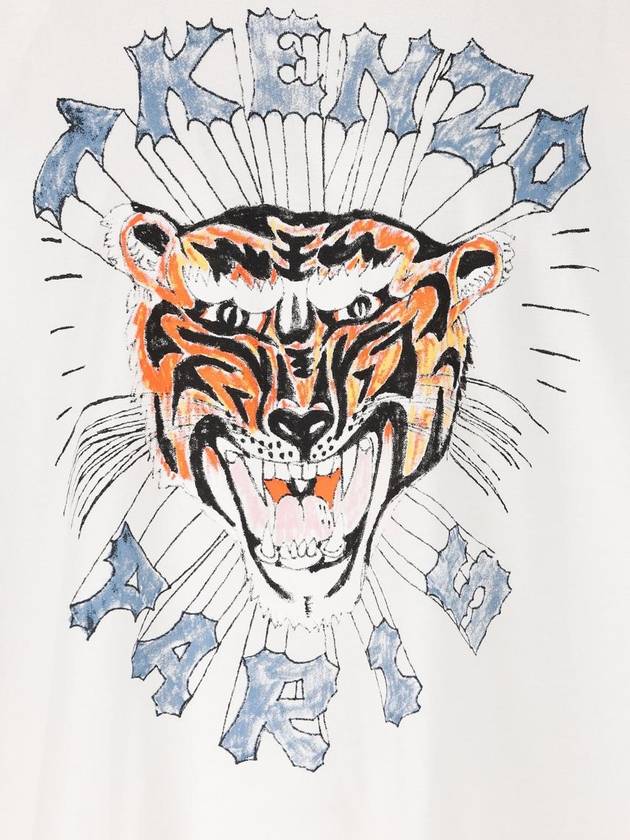 Tiger Logo Printed Cotton Short Sleeve T-Shirt White - KENZO - BALAAN 4