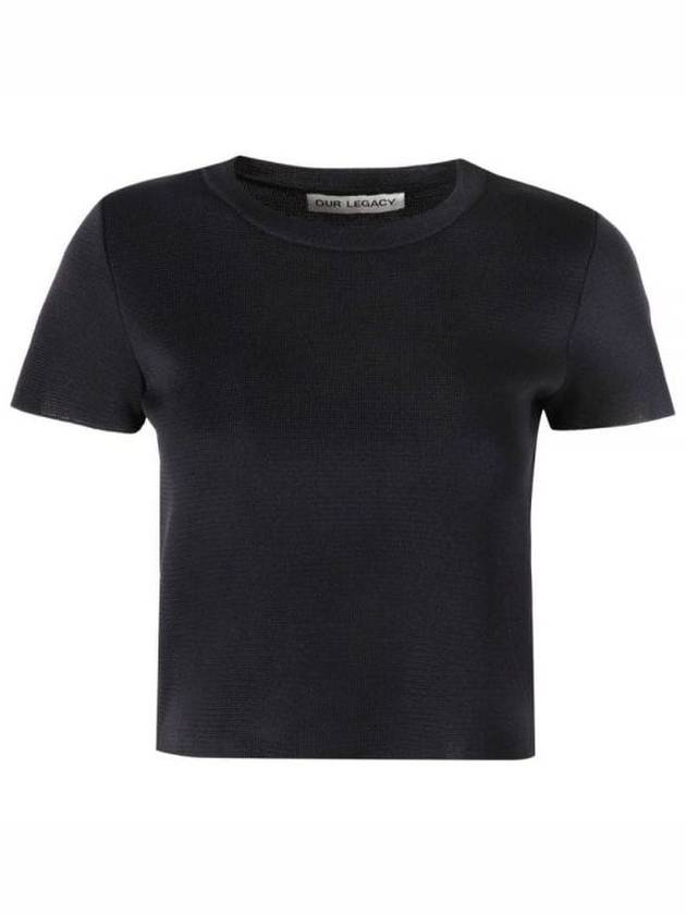 Knitted Cropped Performance Poly Short Sleeve T-Shirt Black - OUR LEGACY - BALAAN 2