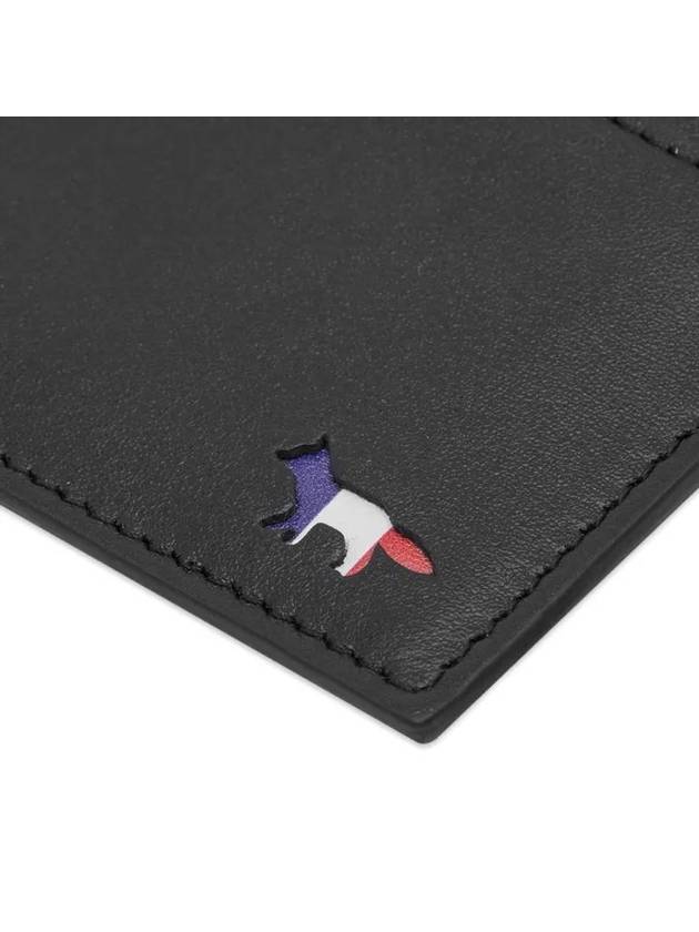 Tricolor Fox Long Zippered Leather Card Wallet Black - MAISON KITSUNE - BALAAN 4