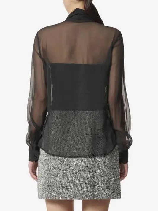 Silk Muslin Crepe Blouse Black - SAINT LAURENT - BALAAN 2