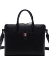 Pebble Grain Leather Slim Briefcase Black - THOM BROWNE - BALAAN 3