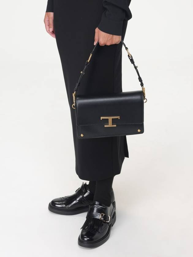 Timeless T Logo Small Satchel Shoulder Bag Black - TOD'S - BALAAN 3