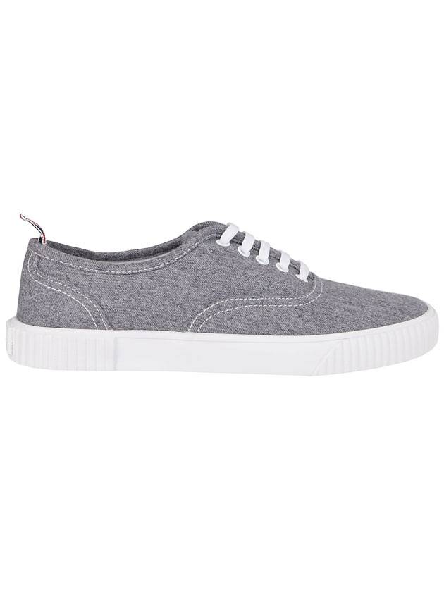 Lightweight Boiled Wool Heritage Trainer Low Top Sneakers Medium Grey - THOM BROWNE - BALAAN 1