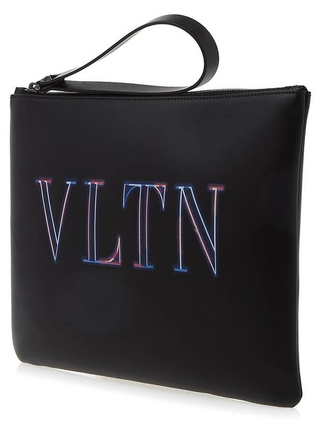 VLTN Neon Logo Clutch Bag Black - VALENTINO - BALAAN.