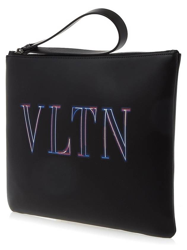 VLTN Neon Logo Clutch Bag Black - VALENTINO - BALAAN 3