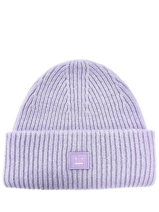 Studios Small Face Logo Beanie Purple Melange - ACNE STUDIOS - BALAAN.