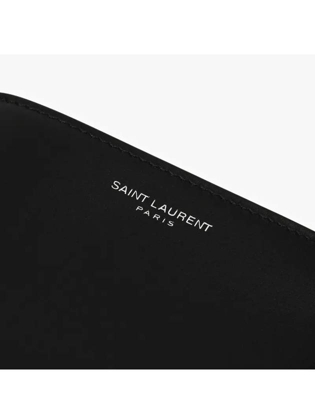 Smooth Leather Classic Logo Half Wallet Black - SAINT LAURENT - BALAAN 4