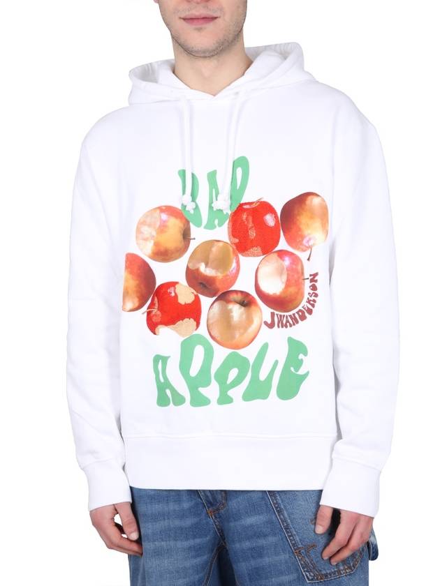 Bad Apple Print Drawstring Hood White - JW ANDERSON - BALAAN 4