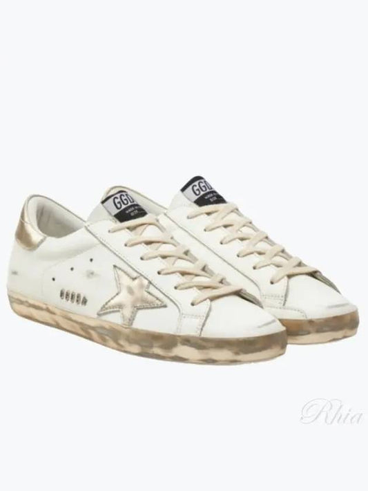 Women's Gold Sparkle Foxing Metal Stud Lettering Superstar Low Top Sneakers White - GOLDEN GOOSE - BALAAN 2