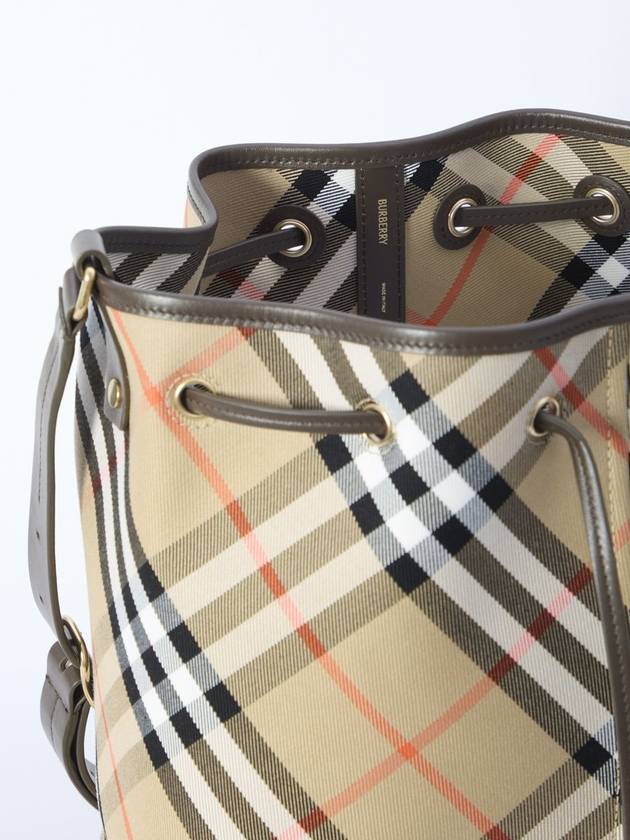 Check Cotton Bucket Bag Beige - BURBERRY - BALAAN 5