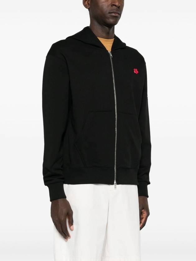 Boke Flower Embroidery Zip-Up Hoodie Black - KENZO - BALAAN 4