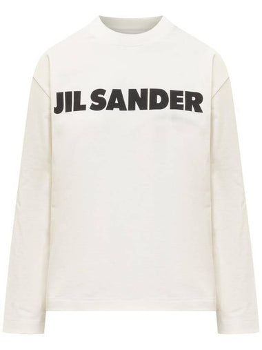 Logo Print Long Sleeve T Shirt White - JIL SANDER - BALAAN 1