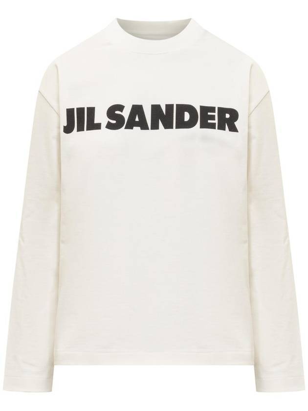 Logo Print Long Sleeve T Shirt White - JIL SANDER - BALAAN 1