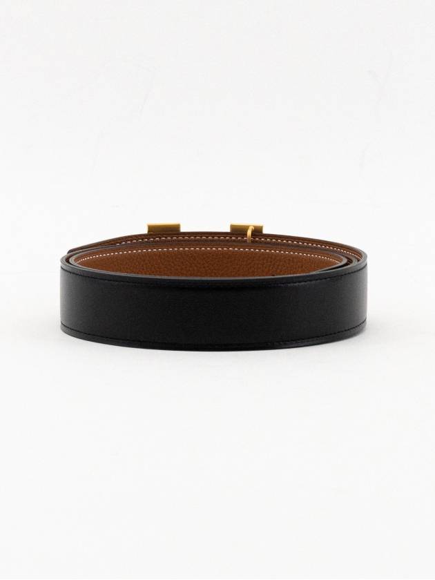 H Gold Buckle Reversible Leather Belt 32mm Noir Gold - HERMES - BALAAN 6