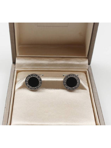 Onyx silver cuff links - BVLGARI - BALAAN 1