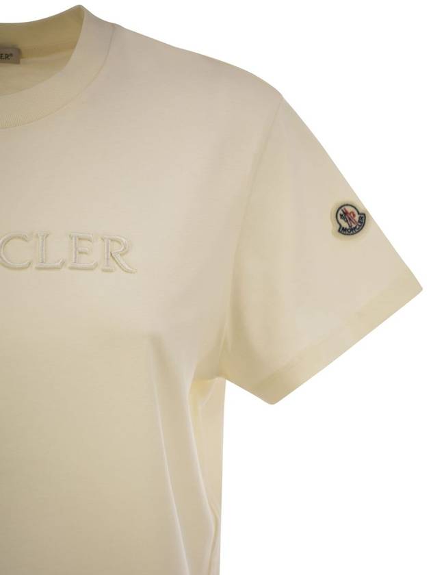 Cotton T-shirt with tone-on-tone embroidered logo - MONCLER - BALAAN 4