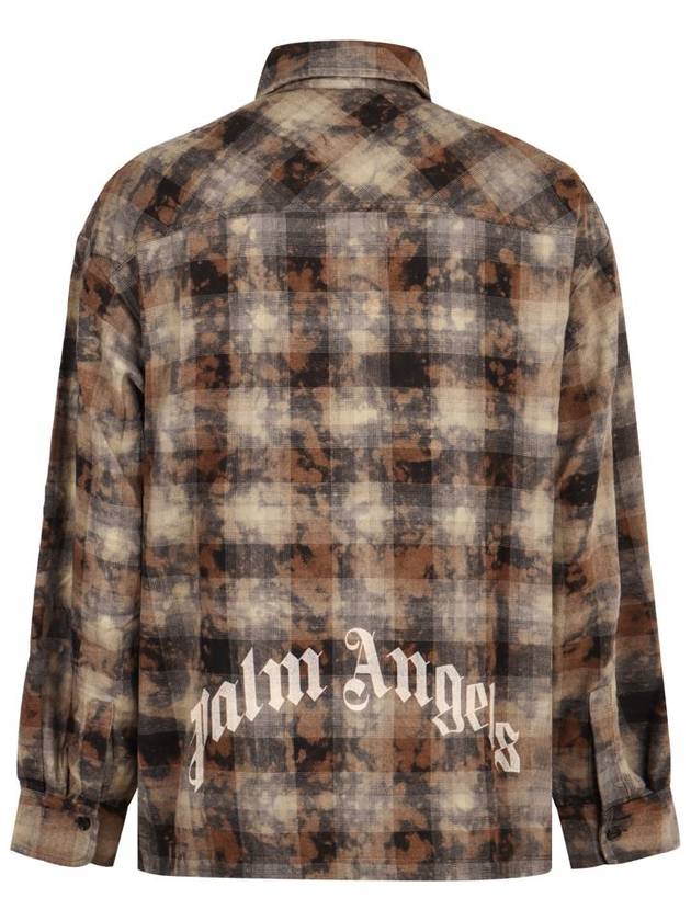 Palm Angels Curved Logo Check Long Sleeve Shirt Gray - PALM ANGELS - BALAAN 3