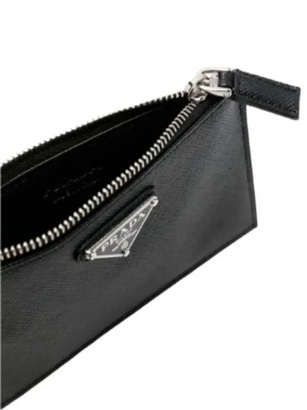 Triangle Logo Zipper Card Wallet Black - PRADA - BALAAN 4