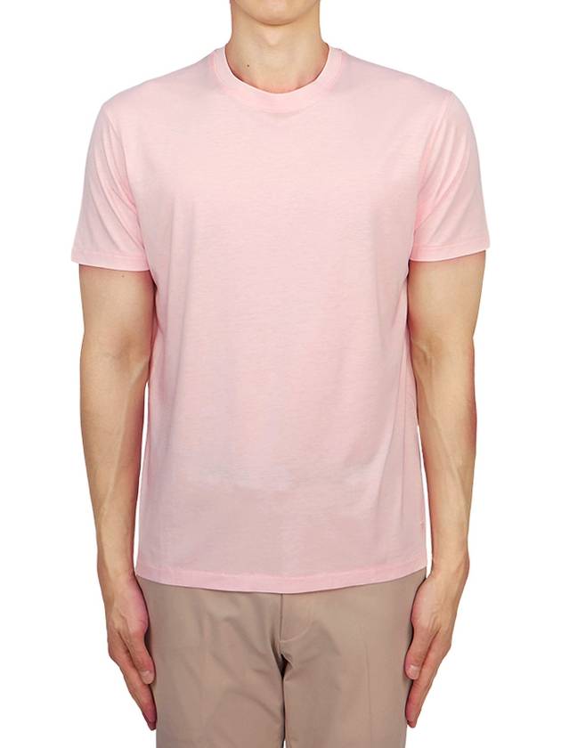 Men's Lyocell Round Neck Cotton Short Sleeve T-Shirt Pink - TOM FORD - BALAAN 4