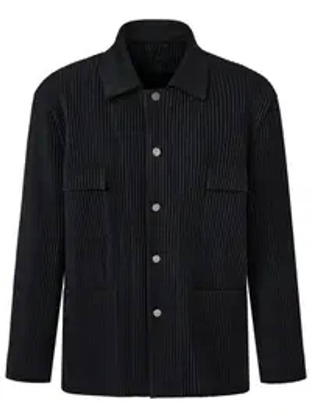 Collar color combination liner pleated work jacket black - MONPLISSE - BALAAN 1