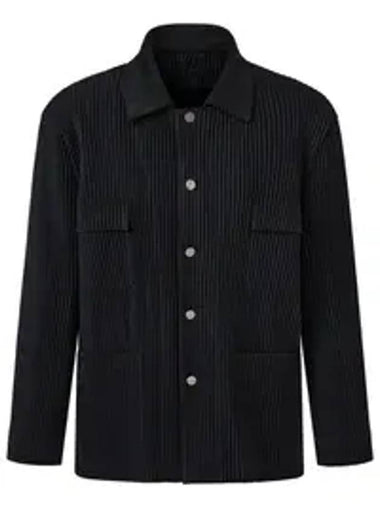 Collar color combination liner pleated work jacket black - MONPLISSE - BALAAN 1