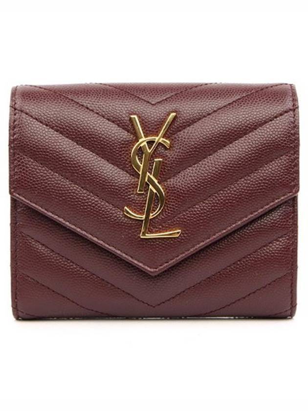 Matelasse Monogram Quilting Flap Half Wallet Red - SAINT LAURENT - BALAAN 1