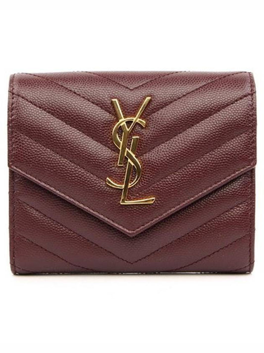 Gold Monogram Matelasse Compact Halfwallet Dark Region - SAINT LAURENT - BALAAN.