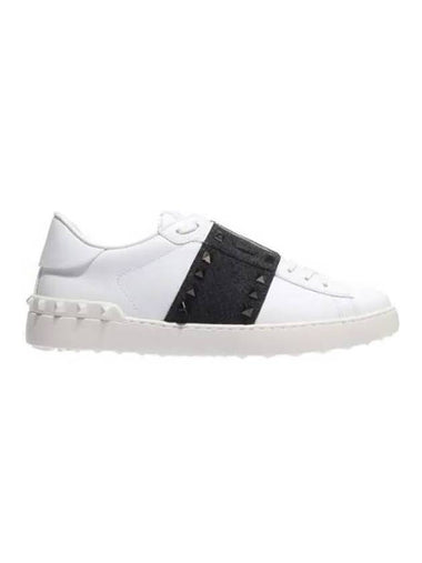 Studded Leather Open Low-Top Sneakers White - VALENTINO - BALAAN 1