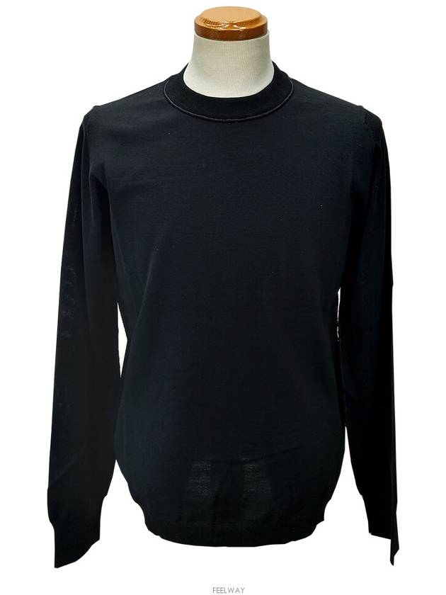 Back Stitch Crew Neck Wool Knit Top Black - MAISON MARGIELA - BALAAN 3