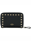 Rockstud Coin Zipper Medium Wallet Black - VALENTINO - BALAAN 1