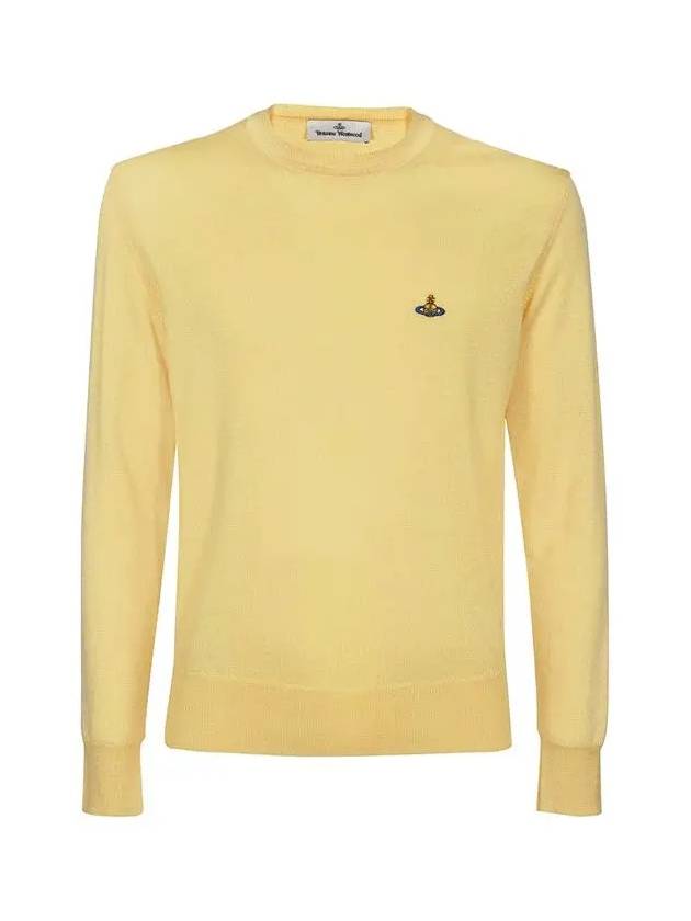 Men's ORB Embroidered Logo Wool Knit Top Yellow - VIVIENNE WESTWOOD - BALAAN 3