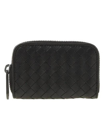 Intrecciato Zipper Card Wallet Black - BOTTEGA VENETA - BALAAN 1