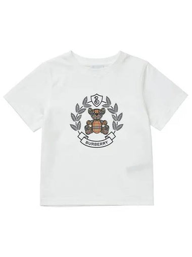 Kids Thomas Bear Print Short Sleeve T-Shirt White - BURBERRY - BALAAN 1