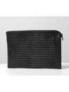 Intrecciato Weaving Zipper Medium Clutch Bag Black - BOTTEGA VENETA - BALAAN 3