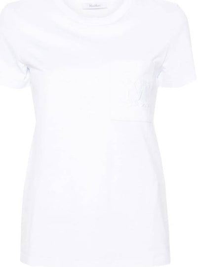 Embroidered Logo Crewneck Short Sleeve T-Shirt White - MAX MARA - BALAAN 2