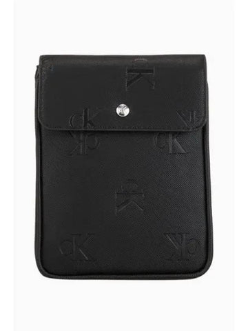 JEANS Men s Black CKJ Monogram Soft Leather Phone Crossbody HP2072 017 - CALVIN KLEIN - BALAAN 1