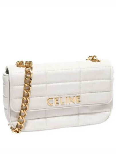 Monochrome Matelasse Quilted Calfskin Chain Shoulder Bag White - CELINE - BALAAN 2