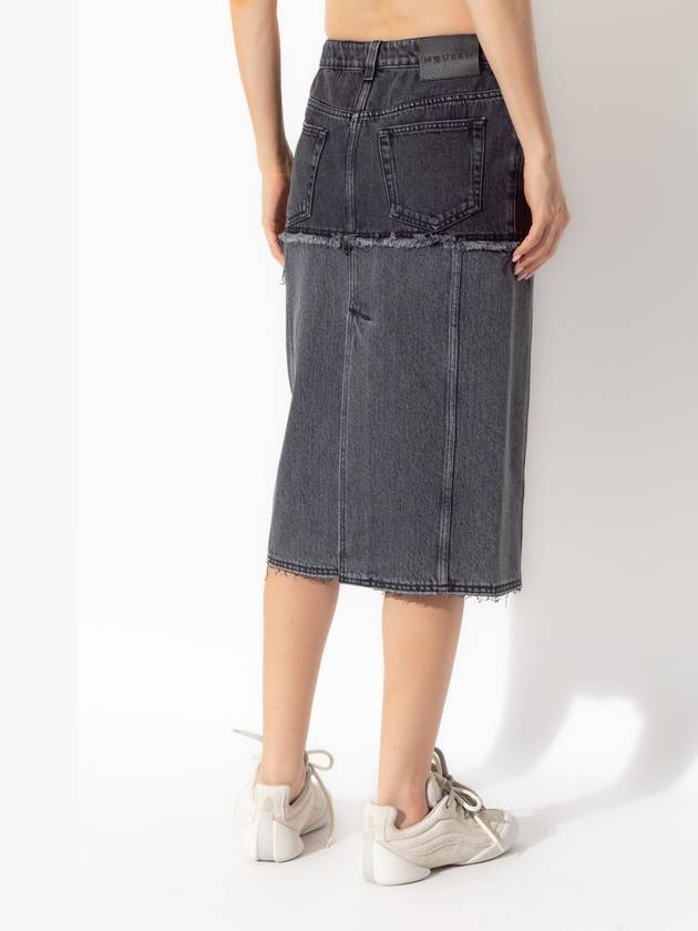 Alexander McQueen Denim Skirt With Cut-Out, Women's, Grey - ALEXANDER MCQUEEN - BALAAN 4