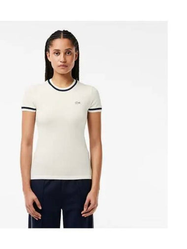 Women s Slim Fit Tipping Short Sleeve T Shirt White - LACOSTE - BALAAN 1