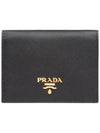 Saffiano Metal Logo Gold Fold Wallet Black - PRADA - BALAAN 3