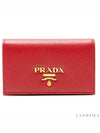 Saffiano Metal Logo Card Wallet Red - PRADA - BALAAN 3