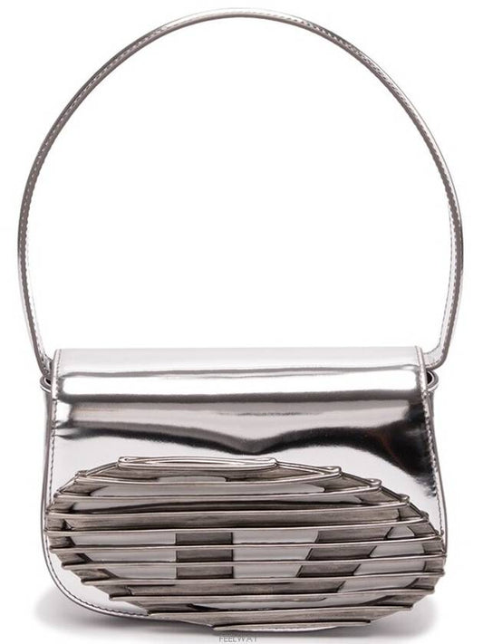 Women 1DR Metallic Leather Shoulder Bag Silver - DIESEL - BALAAN 2