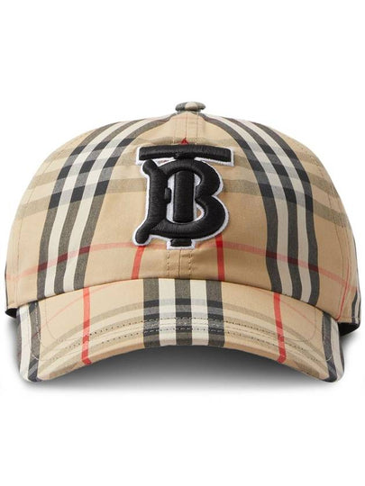 Monogram Motif Vintage Check Cotton Baseball Cap Archive Beige - BURBERRY - BALAAN 2