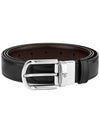 Round Buckle Reversible Leather Belt Black Brown - MONTBLANC - BALAAN 4