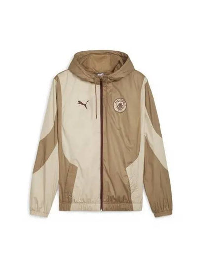 MCFC Pre-Match Woven Zip-Up Hoodie Beige - PUMA - BALAAN 2